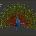 Modern Peacock Green Peacock Open Screen 3d model