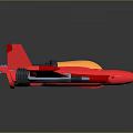 3D Red Spaceship Model With Yellow Cockpit And Blue Details Design 3d model