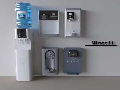 Kitchen Appliances Different Types of Modern Water Dispensers Wall Mounted and Floor Standing Models 3d model