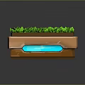 Green Leafy Plants In Modern Brown Planter With Blue Glowing Base
