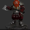 Red Haired Bearded Dwarf Warrior Wearing Ornate Armor Holding Battle Axe