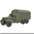 Vintage Military Green Utility Vehicle With Open Cargo Bed And Multi Wheel Design