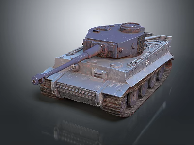 Detailed 3D Tank Model With Turret Gun Barrel And Metallic Tracks Design 3d model