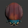 Colorful Cartoon Beetle Character Design With Blue Head Red Shell Large Eyes And Antennae
