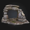 Natural Rockery Stones Forming Arched Shape With Small Mossy Platform Base