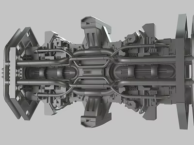 Detailed 3D Model of Mechanical Industrial Structure With Metal Framework And Pipe System 3d model