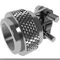 Industrial Grade Metal Connector with Knurled Surface Threaded Interior and Mounting Bolts