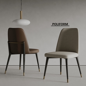 poliform modern dining chair fabric dining chair leather dining chair chandelier 3d model