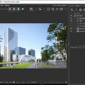 Modern Glass Office Building Exterior Architecture With Green Trees Lawn And Pathway