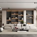 Living Room Minimalist Sofa Combination Multi-Person Sofa Three-Person Sofa Bean Curd Block Sofa Single Person Sofa Single Chair Coffee Table 3d model