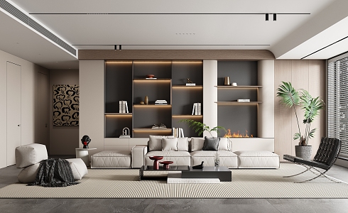 Living Room Minimalist Sofa Combination Multi-Person Sofa Three-Person Sofa Bean Curd Block Sofa Single Person Sofa Single Chair Coffee Table 3d model