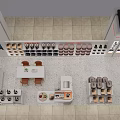 Mall Counter Retail Display With Shelves And Various Accessories Showcase Design