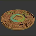 Intricate Circular Architectural Component Featuring Maze Structure Square Center And Geometric Patterns