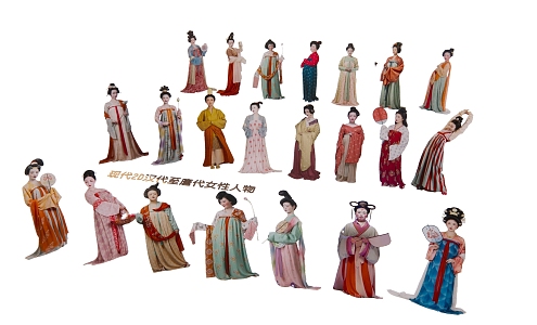 Modern 2D Han Dynasty to Tang Dynasty Female Characters 3d model