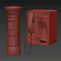 Red Postbox And Gray Public Telephone Booth Classic Urban Street Items