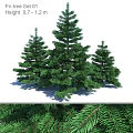 Green Three Pine Trees Decorative Ornament Set for Festive Home Decor 3d model