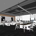 Modern Public Office Space Interior With Desks Computers Chairs And Bright Lighting