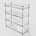 Modern Multi Tier Storage Shelf With Metal Frame And Transparent Shelves
