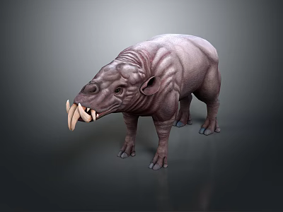 Mythical Fantasy Beast Game Movie Character With Large Tusks And Rough Skin 3d model
