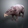 Mythical Fantasy Beast Game Movie Character With Large Tusks And Rough Skin