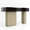 Modern Minimalist Console Table Interior With Vertical Striped Legs And Gray Top 3d model