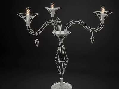 Geometric Multi Arm Table Lamp With Metal Frame And Decorative Pendants 3d model