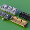 Modern Multi Colored Sofa Set With Gray Black Beige Light Gray And Cushions 3d model