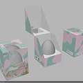 Stylish Packaging Boxes With Pink Green Camouflage And Open Egg Shaped Item 3d model
