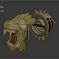 Game Movie Character Lion Head Ornament With Green Glowing Eyes And Metal Spikes