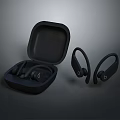 Black Wireless Earbuds With Charging Case And Ergonomic Ear Hooks Design 3d model
