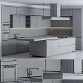 Modern Kitchen Interior With Black And Wooden Cabinets Island Countertop And Backsplash