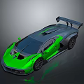 Green Supercar With Sleek Aerodynamic Design Black Roof And Rear Spoiler