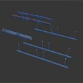 Industrial Red Coated Metal Pipes And Strip Tools With Nails In Different Lengths