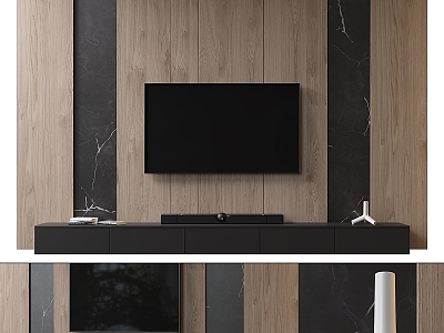 Modern TV background wall 3d model