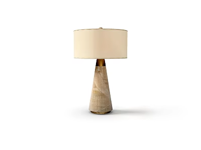 Modern Minimalist Table Lamp With Cream Fabric Shade And Wooden Cone Base 3d model