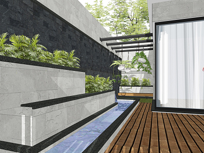 Modern courtyard landscape villa courtyard private roof garden model