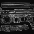 Black Tactical Rifle Close Up View With Modern Design And Gun Details
