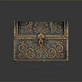 Elaborate Decorative Storage Box With Blue And Gold Intricate Floral Patterns And Ornate Clasp