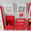 Indoor Wall Mounted Fire Equipment Including Extinguishers Hydrants And Safety Posters 3d model