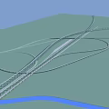 Highway Interchange Road Infrastructure With Multiple Lanes And River Crossing Bridge Structure 3d model
