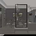 Elegant Living and Dining Room Interior With White Sofa Coffee Table And Chandelier
