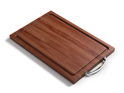 Natural Wood Cutting Board With Ergonomic Metal Handle For Kitchen Use 3d model