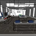 Modern Clothing Store Interior Design With Hanging Clothes Display Tables And Lighting