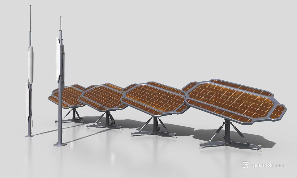 Smart Intelligent Machine with Solar Panels Arranged in Hexagonal Structure for Efficient Energy Collection 3d model 