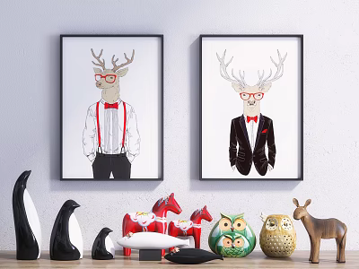 Modern ornaments combination small animal ornaments combination 3d model