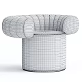 Modern Brown Velvet Single Seater Sofa With Curved Armrests And Cylindrical Base