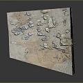 Architectural Model Featuring Ruined Stone Wall With Ground Debris And Broken Stones