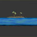 Miniature Architectural Model of Island with Sandy Beach Palm Trees Rocks and Wooden Steps