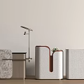 Modern Reception Desk Interior With Stone Wood Panels And Green Plant Decor