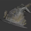 Worn Gray Wizard Hat With Straw Accents And Textured Fabric Design